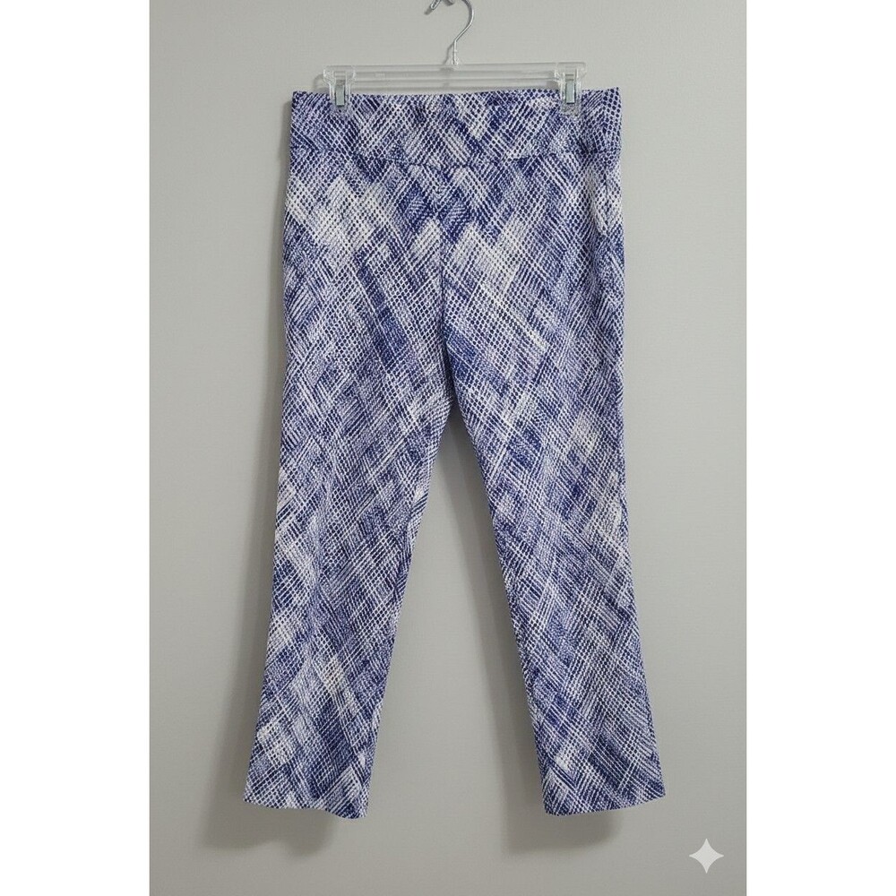 Attire petite pull-on pants blue and white geometric checkered, Sz P10